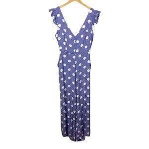 Know One Cares Jumpsuit L Polka Dot Tie Open Back‎ V-Neck Lavender Women